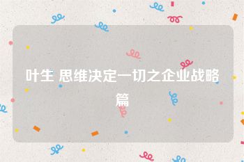 叶生 思维决定一切之企业战略篇