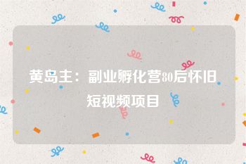 黄岛主：副业孵化营80后怀旧短视频项目