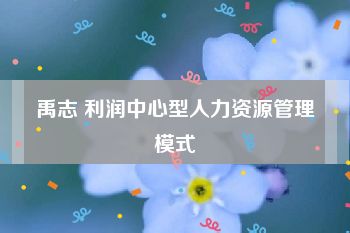 禹志 利润中心型人力资源管理模式