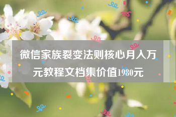 微信家族裂变法则核心月入万元教程文档集价值1980元