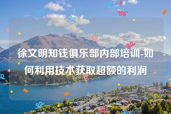 徐文明知钱俱乐部内部培训-如何利用技术获取超额的利润