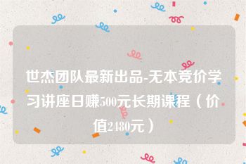 世杰团队最新出品-无本竞价学习讲座日赚500元长期课程（价值2480元）