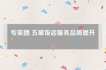 专家团 五星饭店服务品质提升