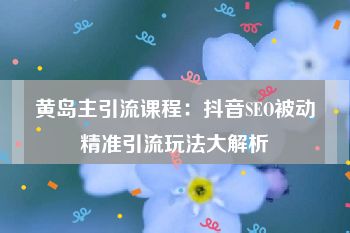 黄岛主引流课程：抖音SEO被动精准引流玩法大解析