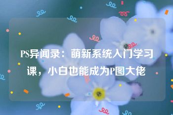 PS异闻录：萌新系统入门学习课，小白也能成为P图大佬