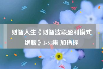财智人生《财智波段盈利模式绝版》1-51集 加指标