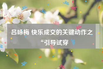 吕咏梅 快乐成交的关键动作之“引导试穿