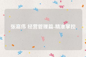 张嘉伟 经营管理篇-精准掌控