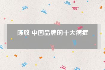 陈放 中国品牌的十大病症