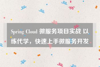 Spring Cloud 微服务项目实战 以练代学，快速上手微服务开发