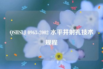 QSHSLJ 0963-2002 水平井射孔技术规程