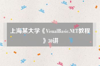 上海某大学《VisualBasic.NET教程》30讲