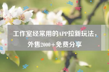 工作室经常用的APP拉新玩法，外售2000+免费分享