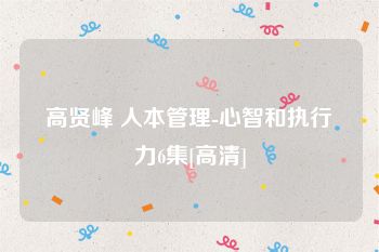 高贤峰 人本管理-心智和执行力6集[高清]