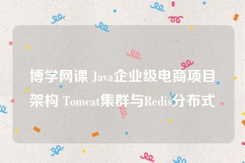 博学网课 Java企业级电商项目架构 Tomcat集群与Redis分布式