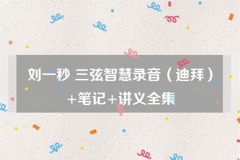 刘一秒 三弦智慧录音（迪拜）+笔记+讲义全集