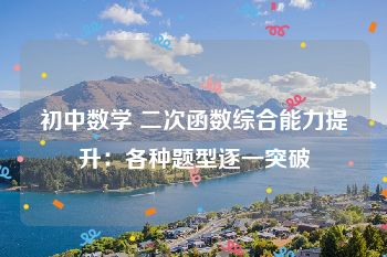 初中数学 二次函数综合能力提升：各种题型逐一突破