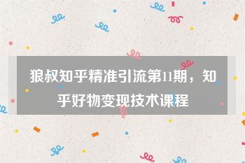 狼叔知乎精准引流第11期，知乎好物变现技术课程