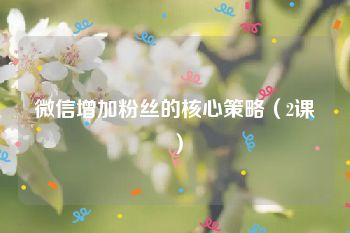 微信增加粉丝的核心策略（2课）