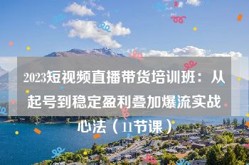 2023短视频直播带货培训班：从起号到稳定盈利叠加爆流实战心法（11节课）