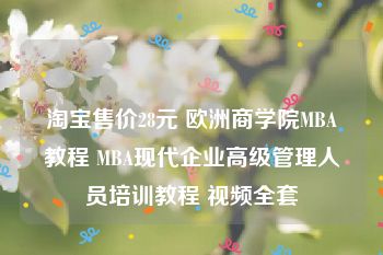 淘宝售价28元 欧洲商学院MBA教程 MBA现代企业高级管理人员培训教程 视频全套