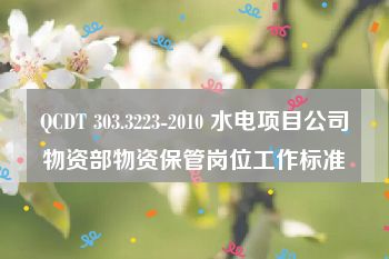 QCDT 303.3223-2010 水电项目公司物资部物资保管岗位工作标准