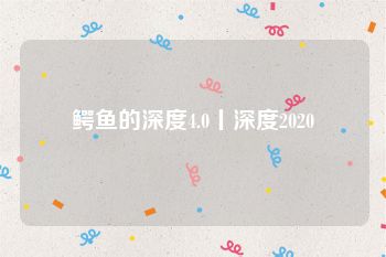 鳄鱼的深度4.0丨深度2020
