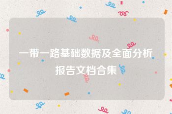 一带一路基础数据及全面分析报告文档合集