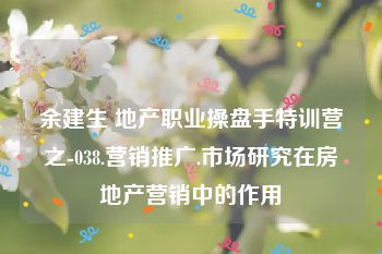 余建生 地产职业操盘手特训营之-038.营销推广.市场研究在房地产营销中的作用