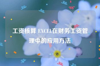 工资核算 EXCEL在财务工资管理中的应用方法