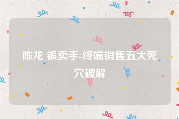 陈龙 银卖手-终端销售五大死穴破解