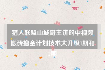 猎人联盟由城哥主讲的中视频搬砖撸金计划技术大升级1期和2期