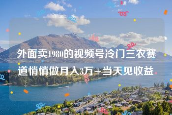 外面卖1980的视频号冷门三农赛道悄悄做月入3万+当天见收益