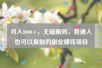 月入8000+，无脑搬砖，普通人也可以复制的副业赚钱项目