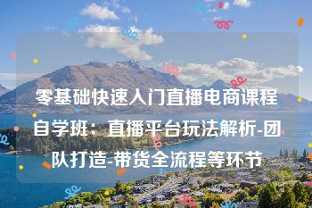 零基础快速入门直播电商课程自学班：直播平台玩法解析-团队打造-带货全流程等环节