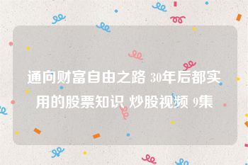 通向财富自由之路 30年后都实用的股票知识 炒股视频 9集