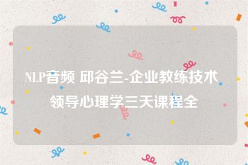 NLP音频 邱谷兰-企业教练技术 领导心理学三天课程全