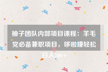 柚子团队内部项目课程：羊毛党必备兼职项目，哆啦赚轻松日入200+