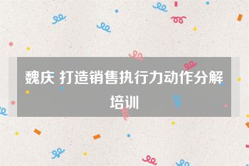 魏庆 打造销售执行力动作分解培训
