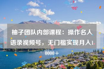 柚子团队内部课程：操作名人语录视频号，无门槛实现月入10000+