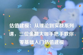 估值建模：从理论到实战系列课，三位金融大咖手把手教你零基础入门估值建模