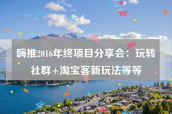 嗨推2016年终项目分享会：玩转社群+淘宝客新玩法等等