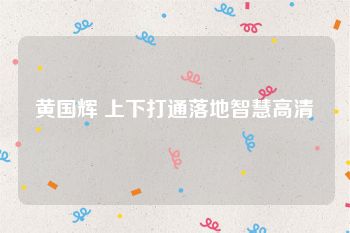 黄国辉 上下打通落地智慧高清