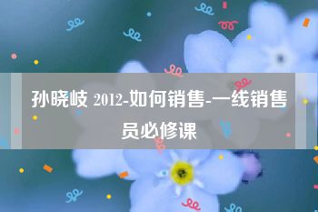 孙晓岐 2012-如何销售-一线销售员必修课