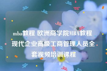 mba教程 欧洲商学院MBA教程 现代企业高级工商管理人员全套视频培训课程