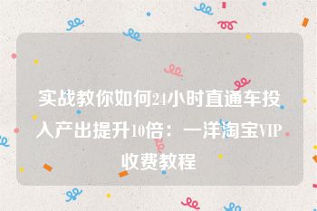 实战教你如何24小时直通车投入产出提升10倍：一洋淘宝VIP收费教程