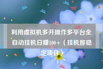 利用虚拟机多开操作多平台全自动挂机日赚100+（挂机屋稳定项目）