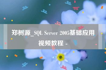 郑树源_SQL Server 2005基础应用视频教程 -