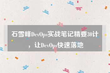 石雪峰DevOps实战笔记精要30计，让DevOps快速落地