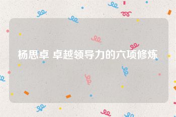 杨思卓 卓越领导力的六项修炼